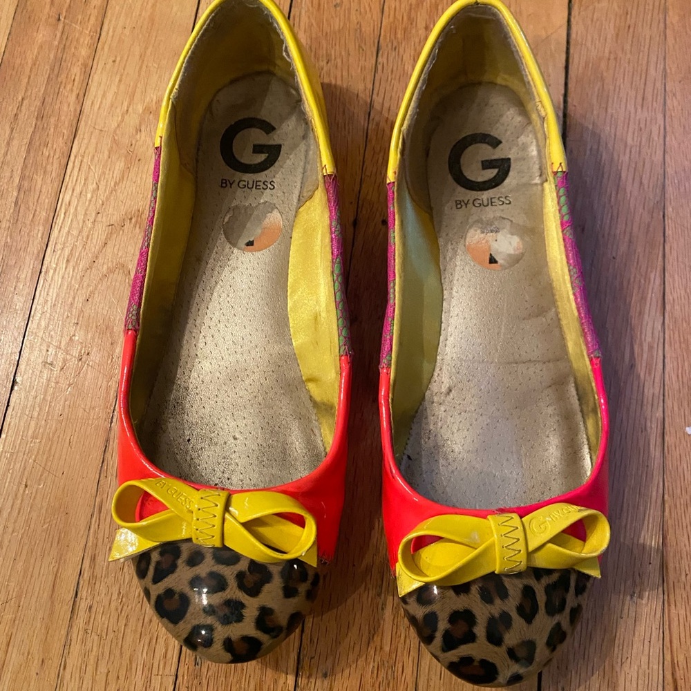 Guess Leopard Print Flats with Yellow and Red